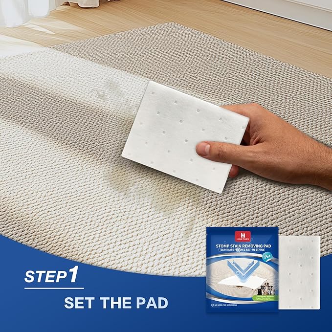 Home Times Carpet Cleaning Wet Wipes, Pet Lifting Pads + Oxy for Stain Removal on Carpet & Area Rug Cleaning, 10 Count(Pack of 1)