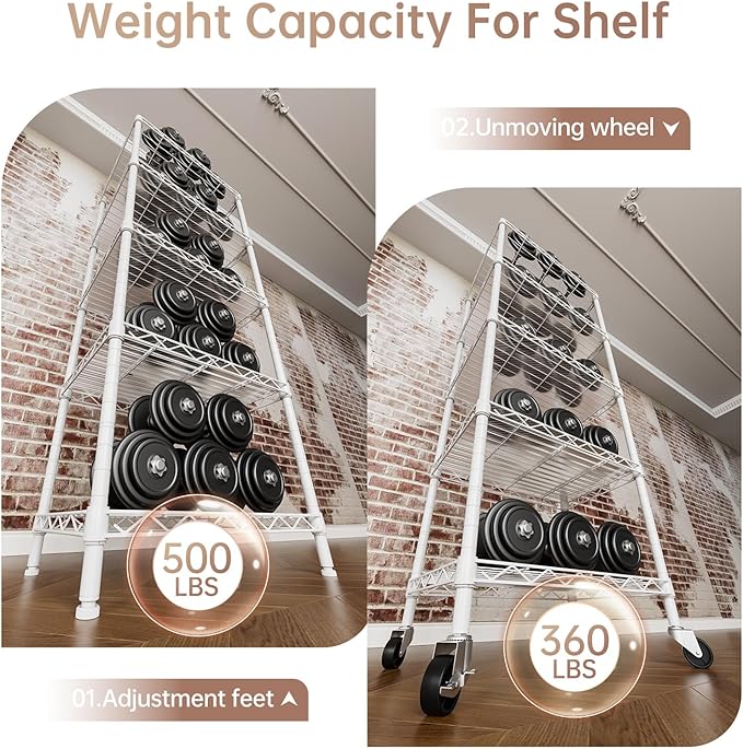 SINGAYE 5 Small Wire Shelves Kitchen Pantry Close Home Organizers and Storage Bathroom Shelf Laundry Room Organization Adjustable Book Metal Garage Shelving Unit