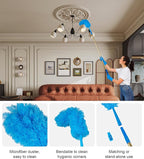 2 in 1 Window Squeegee Cleaning Kit with Aluminum Alloy Extension Poles, Scrubber, Glass Scrapper, Bendable Duster,2 Scrubber Cloth for Window, Car, Floor, Home, Garden