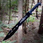 Black Legion Jungle Hunter Machete with Sheath | 25" Tactical Survival Machete Knife | Heavy Duty Sawback Blade for Yard Work & Gardening | Full Tang Stainless Steel | Outdoor & Camping Tool
