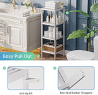 SMIBUY Bathroom Storage Shelf, 4-Tier Bamboo Rack Organizer, Multifunctional Shelving Unit for Living Room Bedroom Kitchen (White)