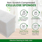 Cellulose Sponges – 24-Pack White Compressed Natural for Kitchen – Plant-Based, Biodegradable, Non-Scratch, Quick-Dry, Super-Absorbent for Dishes & Surfaces (24, White)