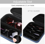 Bukere Travel Sunglasses Organizer Case Adjustable Slot For Multiple Eyeglasses Hard-shell Portable Storage Box for Men Women