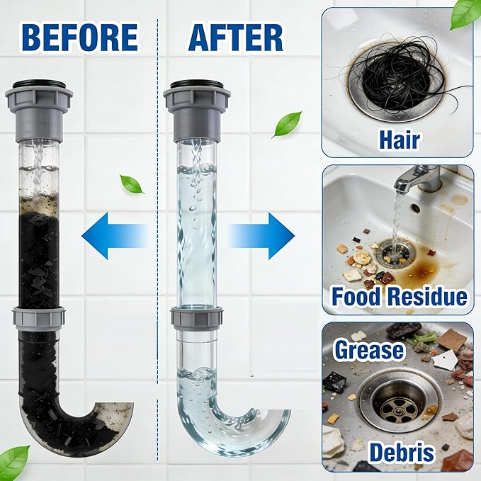 2 Pack Pipeline dredging agent, Drain Clog Remover Powder: Sink Drain Cleaner Unscented Fast Foaming for Kitchen, Bathroom Pipes & Floor Drains | for Routine Home