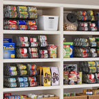 X-cosrack 6Pack Stackable Can Rack Organizer for Kitchen Pantry，Max Can Storage Holder,Durable Can Dispenser & Canned Goods Organizer for Various Ounces of Canned Food Soda Drinks, 2 Pack 3-Tier