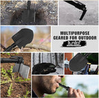iunio Camping Shovel,Shovel Folding, Portable, Multitool, Foldable Entrenching Tool, Collapsible Spade, for Backpacking, Trenching, Hiking, Survival, Car Emergency