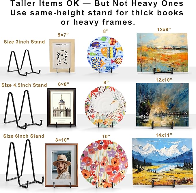 3 Pack 6inch Picture Stands for Display, White Metal Plate Stands for Display - Decorative Plate Stand, Plate Holder Display Stand, Picture Frame Stand - Plate Display Stands for Picture Stand