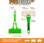 FurDozer Pet Hair Remover & Auto Detailing Tools - Cat & Dog Hair Remover for Carpets, Car Interiors, Couches, Bedding, & Pet Furniture (Green, X6)