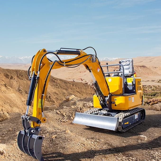 Small Digger Rake, Mini Excavator Rake, Backhoe Attachment, for 1T to 1.5T Excavators, 90MM/3.54in Span, 25MM/0.98in Hole Diameter, 90MM/3.54in Central Wheelbase