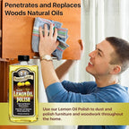 PARKER & BAILEY LEMON OIL POLISH - Natural Lemon Scented Wood Cleaner & Furniture Polish, Cleans, Renews, Restores & Rejuvenates Wood Surfaces, 16oz