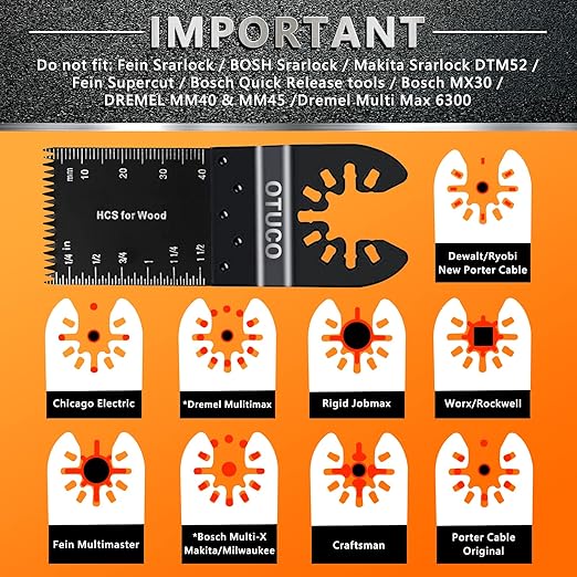 87 Pcs Oscillating Saw Blades, Wood Metal Cutting Multitool Bi-Metal Blades Quick Release Tool Blades Kits Fit for Dewalt, Makita, Ryobi, Rockwell