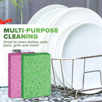 SCRUBIT Cellulose Scrub Sponge - Kitchen Cleaning Sponges for Dishes, Pans, Pots & More- 6 Pack Dishwashing Sponges - Colors and Packaging May Vary