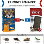 LULUCATCH Super Heavier Mouse Traps 16 Pack for Mice & Snakes with Non-Toxic Glue. Larger Sticky Traps Indoor, Easy to Set, Pet Safe Pest Control