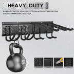 Garage Tool Organizer Wall Mount, Heavy Duty Garage Organization Tool Storage Utility Rack, Sturdy Storage Rack Hanger with Adjustable Hooks, Garden Tool Organizer for Shovel, Rake, Folding Chair