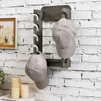 MyGift Hat Organizer for Baseball Caps, Wooden Vertical Hat Rack Wall Mounted with 10 Hooks, Rustic Gray Solid Wood Hanging Hat and Garment Holder