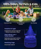 OWLTRA OMT-L20 Indoor & Outdoor Electric Insect Trap, Catcher & Killer Lamp for Mosquitoes, Biting Flies, Wasps, Moths, Sink Bugs, No-See-Ums and More with Light Attraction and Fan Suction, Gray