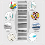 HOMELUX THEORY UPGRADED Over The Door Organizer Hanging - 100D EXTRA THICK & 50lbs HUGE CAPACITY 6 Large Front & 12 Side Pockets, Over The Door Shoe Organizer, Hanging Closet Organizer (LightGray 2pc)