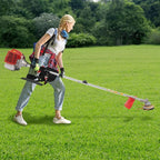 35.88CC 4-Stroke Weed Eater Gas Powered Weed Wacker, 2 Blade Heads Cordless Lawn Edger Gas Weed Trimmer with Shoulder Strap and Goggles Grass, Trimmer Tools for The Garden and Yard