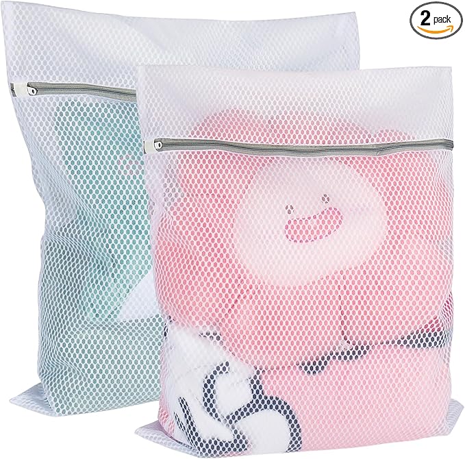 Vivifying Large Mesh Laundry Bags, 2 Pack Honeycomb Mesh Wash Bags for Washing Machine, Delicates Clothes, Sweater, Coats, Stuffed Toys, Blanket (White)