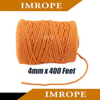 4mm x 400 Feet Orange Jute Rope, Twine for Gardening Tomato Climbing Plant Tie Floristry Crafts Gift Wrapping Packing Decor