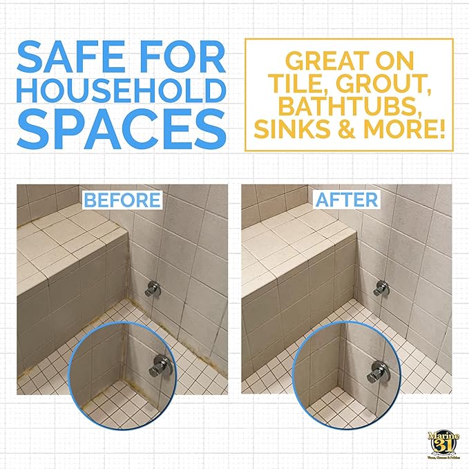 Marine 31 Mildew Stain Remover & Cleaner | Removes Stains from Boats, Homes, Patios, Bathrooms & Showers | Effective Mold & Mildew Cleaner | M31-370X2 | 20oz (2-Pack)