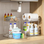 Delamu 3 Pack Bathroom Organizers and Storage, 2 Tier Clear Under Sink Organizer, Pull Out Medicine Cabinet Organizer