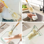 Vigar Zeroline 10.2" Long Bamboo Dish Brush, Ideal Dish Brush for Cups, Wine Glass, Tumbler, Blender Bottles, and Glass Water Bottles for The Kitchen