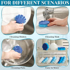 Tioncy 12 Pack Shell Kitchen Sponges Bulk Dual Sided Scrubber Summer Shell White Blue Sponges Dishwashing Kitchen Cleaning Accessories for Funny Beach Sea Theme Household Supplies