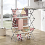 APEXCHASER Clothes Drying Rack, 3-Tier Laundry Drying Rack for Clothes, Expandable Metal Clothing Dryer, Collapsible Towel Rack, Air Drying Rack, Grey