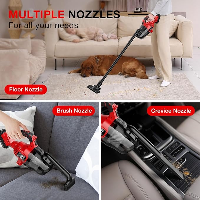 Cordless Vacuum Cleaner for Milwaukee 18V Battery, Handheld Vacuum Cleaner for Home Car Hardwood Floor Carpet, Portable Shop Vacuum with Washable HEPA Filter(No Battery)