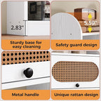 IRONCK 6 Tier Bookshelf and Bookcase with 2 Rattan Design Flip-top Storage Cabinets, 8 Cube Bookcases Display Storage Shelves Organizer for Living Room, 35.4" White