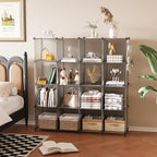 AWTATOS Cube Storage Organizer, 16 Cube Closet Organizer, Stackable Storage Cube Shelves, DIY Portable Closet Clothes Organizer Shelving for Bedroom, Closet, Wardrobe, Bathroom, Grey