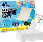 Laundry Detergent Sheets - Travel Laundry, Eco Friendly Detergent, Lightweight Dissolvable Washer Sheets for Fresh & Clean Clothes, Zero Waste Laundry Soap Sheet Up to 100 Loads By Blue Bubble
