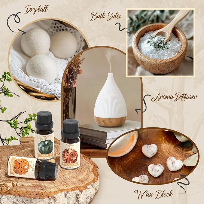 Woody Essential Oils Set, Fragrance Oil Set for Diffuser, Scent Diffuser Oil for Candle Making- Sandalwood, Cedar, Bamboo, Teak, Vetiver, Forest Pine