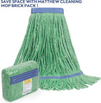 Matthew Cleaning Heavy Duty Mop Head Commercial Replacement for General and Floor Cleaning , Wet Industrial Blue Cotton Looped End String Head Refill (Case of 24) Green