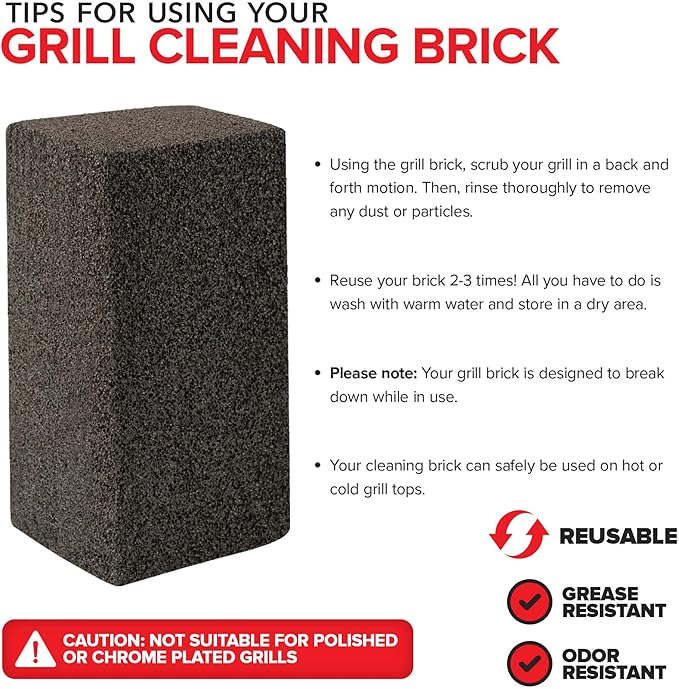 Stock Your Home Grill Cleaning Brick, Griddle Block Cleaner, Heavy Duty Pumice Stone for BBQ Flat Top, Scrubbing Tools/Bricks, (1 Pack)