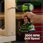 Greenworks 24V Cordless Brushless 400 in-lbs Drill/Driver+1950 in-lbs Impact Driver Combo,High Torque, Lightweight, (2) 2.0Ah USB-C Batteries(12,000mAh Power Bank) and 65W USB-C Fast Charger(3-Port)