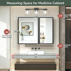 TokeShimi 40x30 Beveled Mirror with Storage Bathroom, Black Recessed Medicine Cabinet with Mirror Aluminum, Wall Mount Metal Recessed Medicine Cabinets for Bathroom