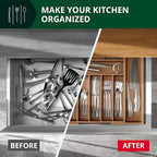 ROYAL CRAFT WOOD Luxury Bamboo Kitchen Drawer Organizer - Silverware Organizer - Utensil Holder and Cutlery Tray with Grooved Drawer Dividers for Flatware and Kitchen Utensils (9 Slot, Brown Bamboo)