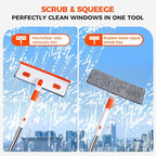Professional Window Squeegee 2-in-1, Window Cleaner with 55" Extension Pole, Premium Squeegee for Window Cleaning, Streak-Free Window Cleaning Kit for High Windows, Shower Glass, Car Windshield