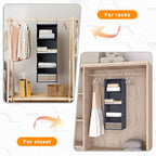 Hanging Closet Organizer, Easy Mount Foldable 4-Shelf Hanging Closet Wardrobe Storage Shelves, Clothes Handbag Shoes Accessories Storage, Washable Oxford Cloth Fabric, Dark Grey