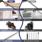 Soarer Ostrich Feather Duster - 40inch Extendable Feather Duster and 14 inch Handle Feather Duster 2pcs Cleaning Brush for Cleaning Supplies,Ceiling Fan, Crafts, Blinds, Furniture