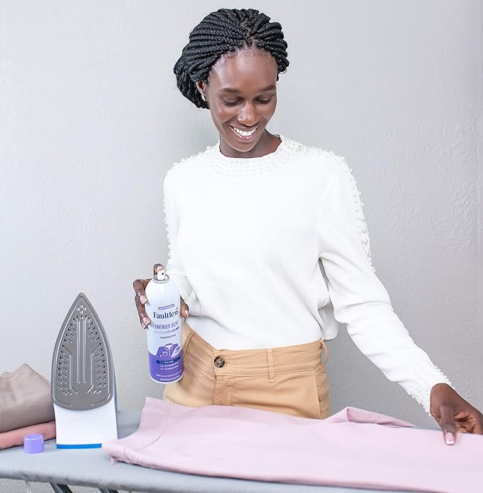 Laundry Starch Spray, Faultless Lavender Spray Starch 20 oz Cans for a Smooth Iron Glide on Clothes & Fabric Even Spray, Easy Iron Glide, No Reside (Pack of 2)