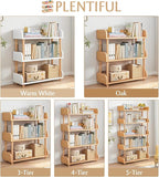 3-Tier Wooden Open Bookcase - Modern Display Bookshelf with Top Edge and Solid Wood Frame for Home and Office, Storage Cabinet, Oak