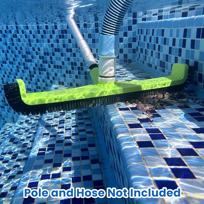 Sepetrel 20" Pool Vacuum Brush Head for Cleaning Pool Walls,Heavy Duty Inground/Above Ground Swimming Pool Scrub Brushes with Curved Ends