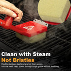 BBQ Grill Cleaner Brush, EEFINITE Steam Grill Brush for Outdoor Grilling with Replacement Scrub Sponge + Superior Scraper, Safe No Wire Bristle Barbecue Scrubber Brush for Grills Cleaning Tool
