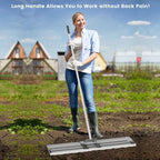 Goplus Lawn Leveling Rake, 42" x 10" Heavy Duty Level Lawn Tool w/ Ergonomic Handle for Soil, Effort-Saving Landscape Rake for Garden, Backyard, Golf Course, Farm, Pasture, Silver