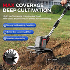Upgraded Cordless Electric Tiller for Gardening, Total 8.0Ah Battery Powered Mini Cultivator with 2×4.0AH Batteries, 9" Width, 6.6" Depth, 48 Steel Tines Rototiller for Soil Cultivation