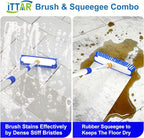 ITTAR 12" Wide Floor Scrub Brush with Long Handle, 2-in-1 Deck Cleaning Brush with 55" Extendable Pole, Heavy-Duty Tub Tile Scrubber Cleaner Brush for Shower Floor, Kitchen, Patio, Garage, Restaurant