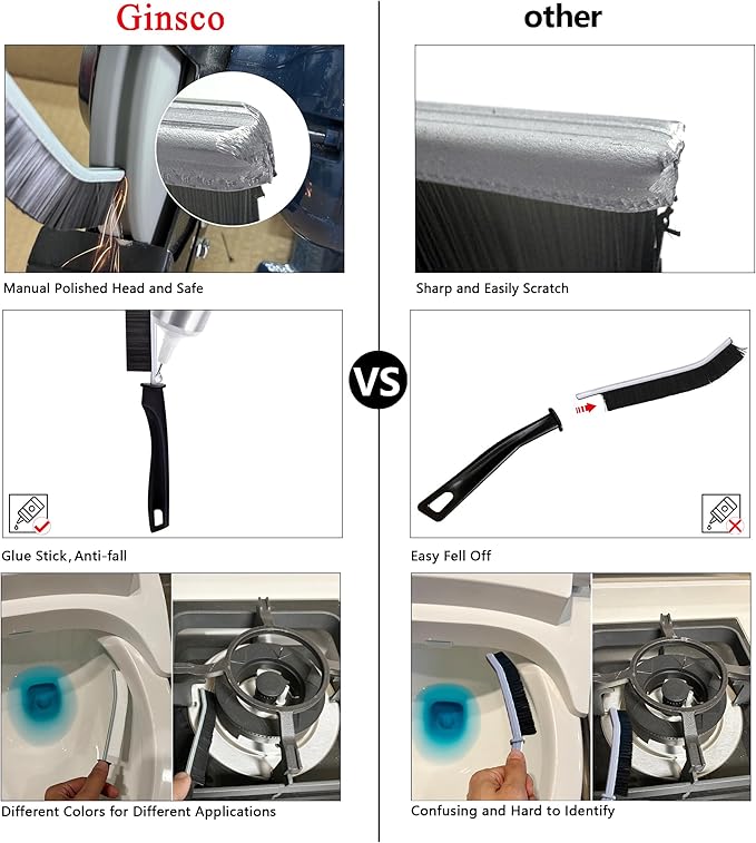 4Pcs Crevice Cleaning Brush Hard Bristle Crevice Cleaning Brush, Ginsco Multifunctional Crevice Cleaning Tools, Scrub Brush Grout Cleaner Brush Small Brush for Household Use Kitchen Bathroom